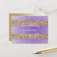 Goldene Herzen funkeln violetter Glitter-Zitat