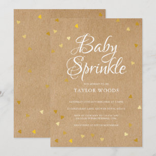 Goldene Herzen Konfetti Baby Sprinkle Rustikaler K Einladung