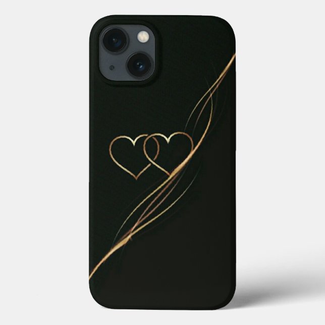 Goldene Herzen Schwarz Case-Mate iPhone Case (Rückseite)