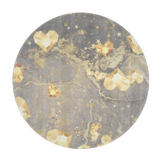 Goldene Herzen und Marmorierung Schneidebrett