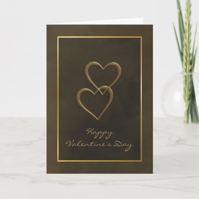 Goldene Herzen Valentinkarte Feiertagskarte (Vorderseite)