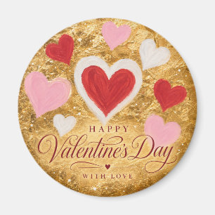 Goldene Herzen Valentinstag Funkeln Magnet