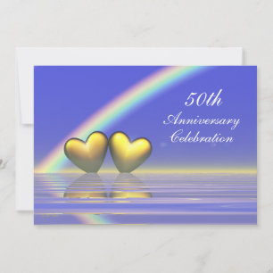 Goldene Herzen zum 50. Jahrestag Einladung