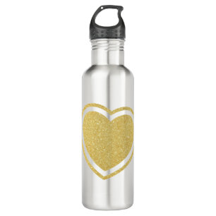 Goldene Herzflasche Edelstahlflasche