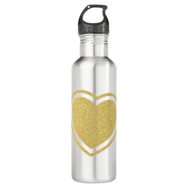 Goldene Herzflasche Edelstahlflasche (Vorderseite)