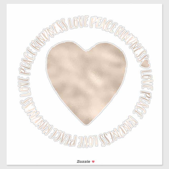 Goldene Herzlichkeit Liebe Frieden Inspiration Zit Aufkleber (Blatt)