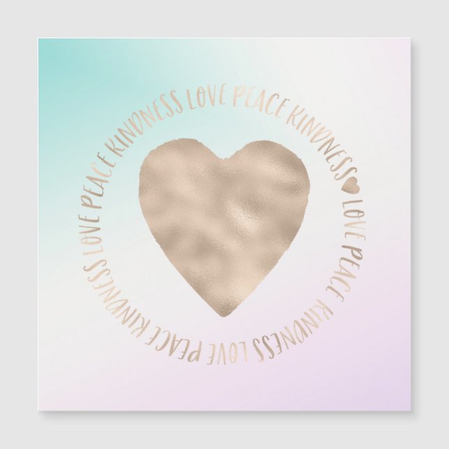 Goldene Herzlichkeit Liebe für Frieden Inspiration Magnetkarte (Vorderseite)