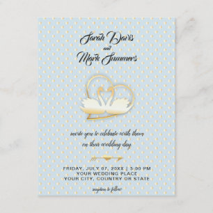 Goldene Herzschwäne, sanfte Liebe Hochzeit Einladung