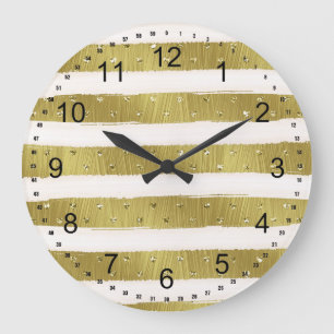 Goldene Herzstreifen Große Wanduhr
