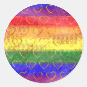 Goldene Herzstücke, Gay Pride mit leuchtendem Rai Runder Aufkleber