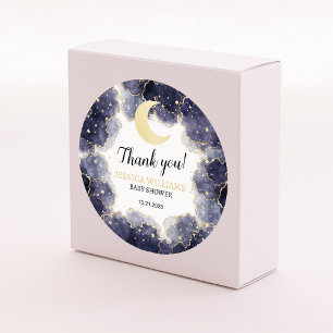 Goldene himmlische Mond-Baby-Junge-Shower-Rundaufk Runder Aufkleber