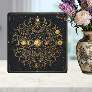 Goldene himmlische Mondphasen Alchemistische Harmo Fliese
