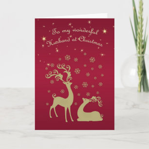 Goldene Hirsche, Schneeflocken , Sterne Weihnachte Feiertagskarte