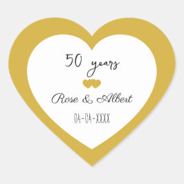 Goldene Hochzeit, 50 Ehejahre, Brauch Herz-Aufkleber