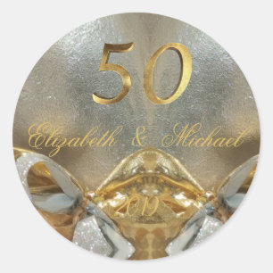 Goldene Hochzeit 50. Hochzeit Jubiläum Elegant Runder Aufkleber