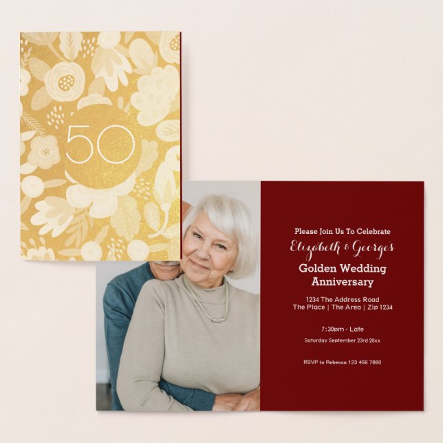 Goldene Hochzeit 50 Jahre Folienkarte (Anzeige)