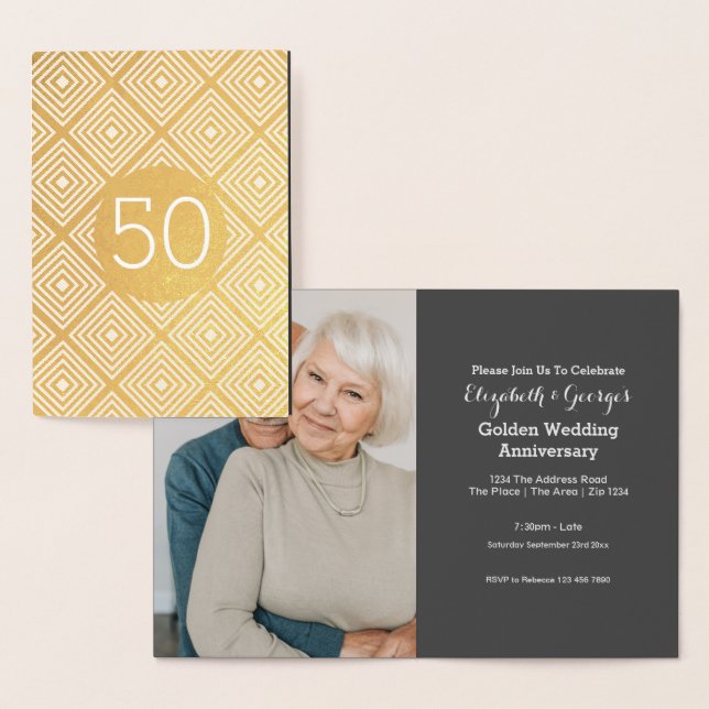 Goldene Hochzeit 50 Jahre Folienkarte (Anzeige)
