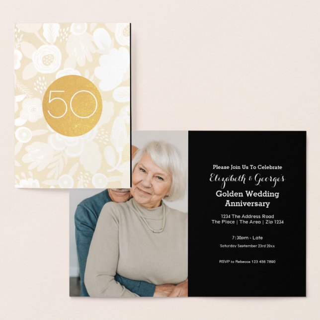 Goldene Hochzeit 50 Jahre Folienkarte (Anzeige)