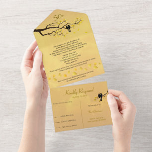 Goldene Hochzeit: 50 Jahre Liebe All In One Einladung