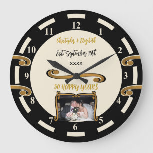 Goldene Hochzeit 50 Jahre Namen Foto Schwarz Große Wanduhr