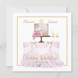 Goldene Hochzeit 50 Jahre Tortennamen Weißes Gold Einladung