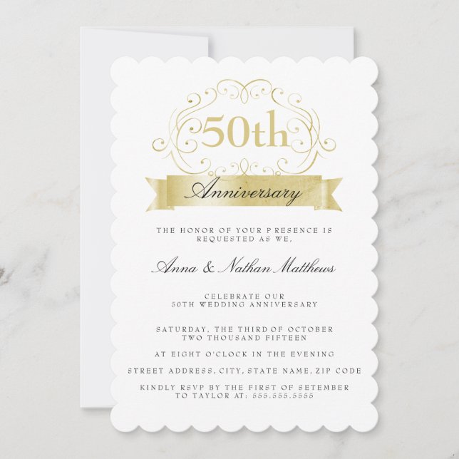 Goldene Hochzeit - 50. Jubiläumsveranstaltung Einladung (Vorderseite)