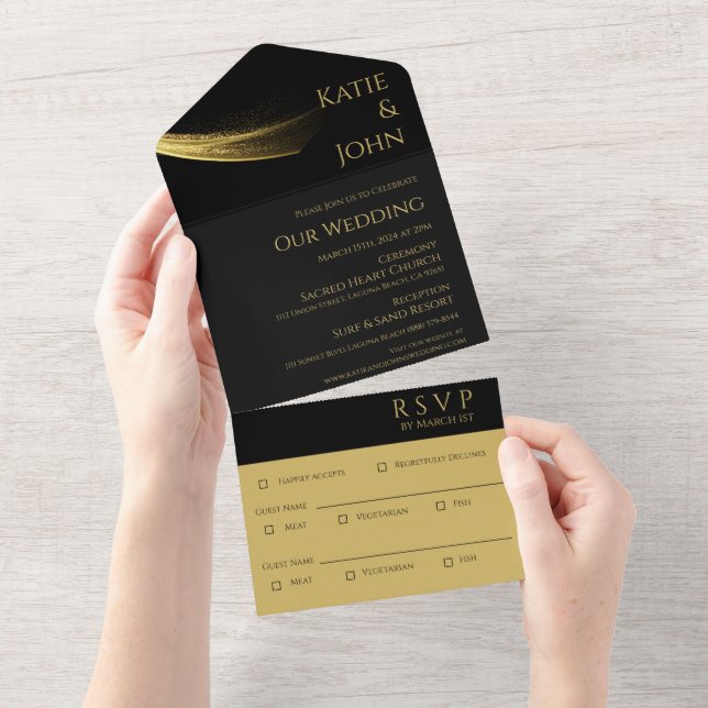 Goldene Hochzeit All In One Einladung (Abreißen)