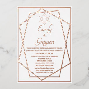 Goldene Hochzeit der jüdischen geometrischen Rahme Folieneinladung