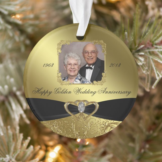 Goldene Hochzeit Foto zum Jubiläum Ornament (Baum)