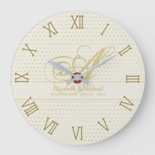 Goldene Hochzeit Geschenk für frisch Vermählte mit Große Wanduhr