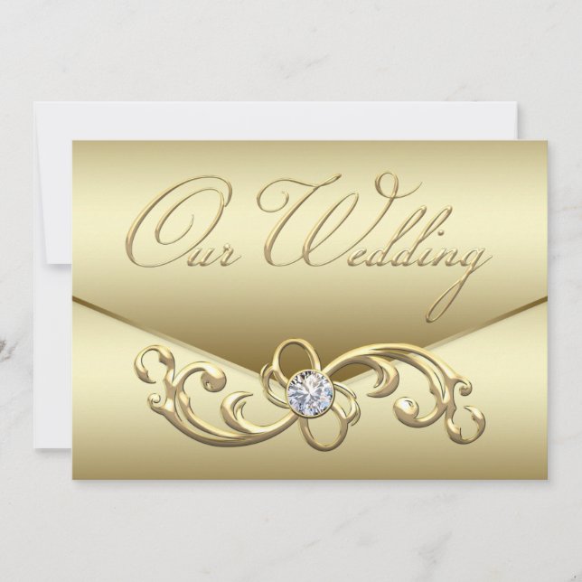 Goldene Hochzeit Gold Diamond Swirl Gold Wedding Einladung (Vorderseite)
