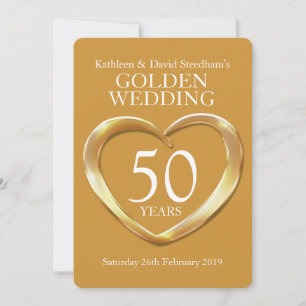 Goldene Hochzeit Herz 50 Jahre Goldparty-Einladung Einladung