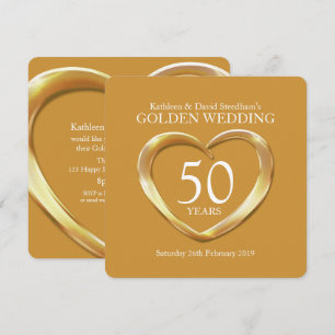 Goldene Hochzeit Herz 50 Jahre Goldparty-Einladung Einladung