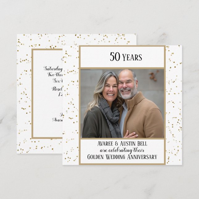 Goldene Hochzeit im 50. Foto Einladung (Vorne/Hinten)