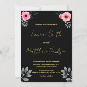 Goldene Hochzeit in Rosa Einladung