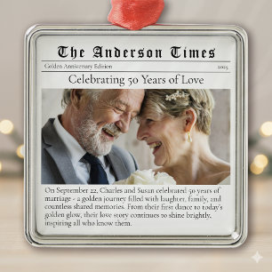 Goldene Hochzeit Jahrestag 50 Jahre Verheiratetes  Ornament Aus Metall