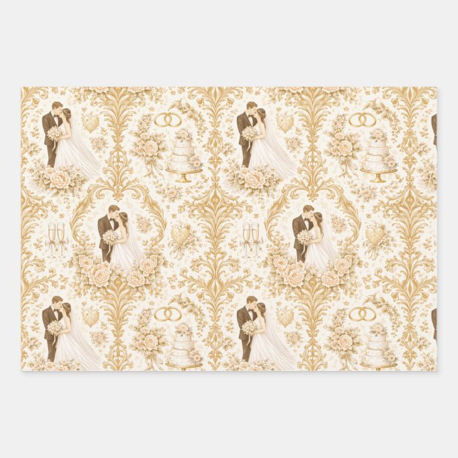 Goldene Hochzeit Muster Geschenkpapier Set (Vorderseite)