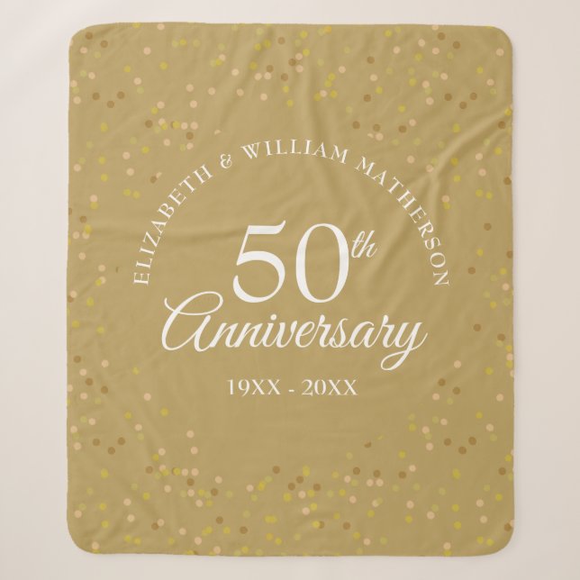 Goldene Hochzeit zum 50. Jubiläum Gold Confetti Sherpadecke (Vorderseite)