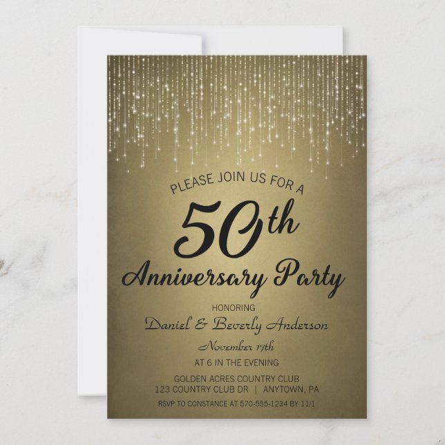Goldene Hochzeit zum 50. Jubiläum Party Einladung (Vorderseite)