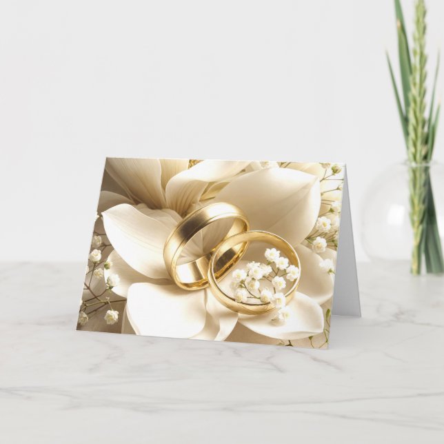 Goldene Hochzeiten auf der Magnolia-Blume Karte (Vorderseite)