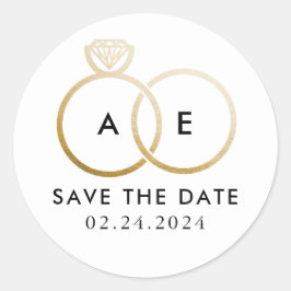 Goldene Hochzeiten auf Weiß Save the Date Runder Aufkleber