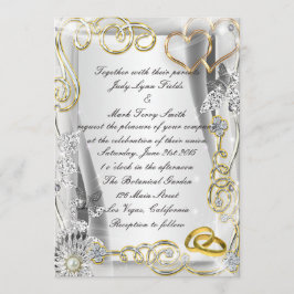 Goldene Hochzeiten und Herzeinladungen Einladung