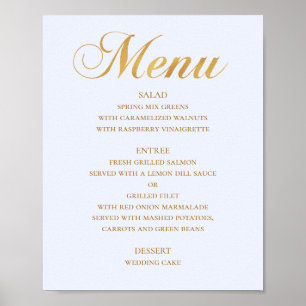Goldene Hochzeits-Menükarte. Blau, elegant, schlic Poster