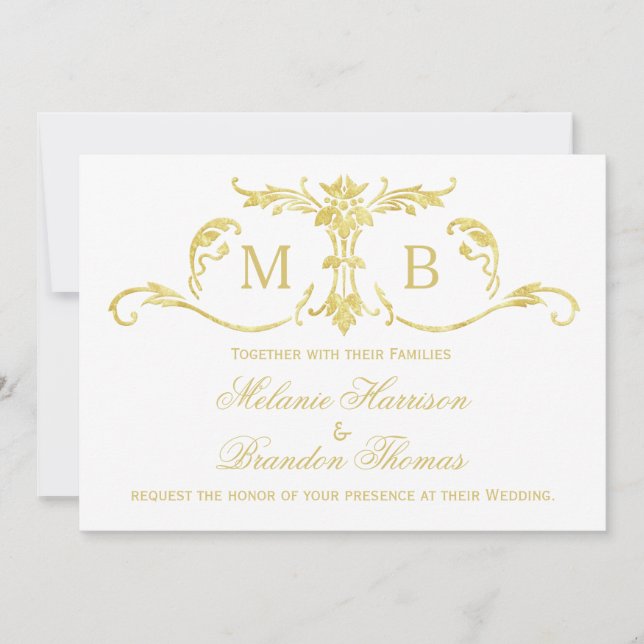 Goldene Hochzeitseinladungen mit UAWG wedding Set Einladung (Vorderseite)