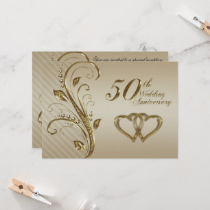 Goldene Hochzeitseinladungskarte Einladung
