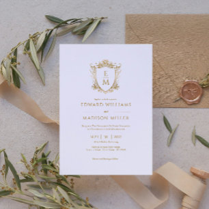 Goldene Hochzeitskrone mit individuellen Hochzeits Einladung