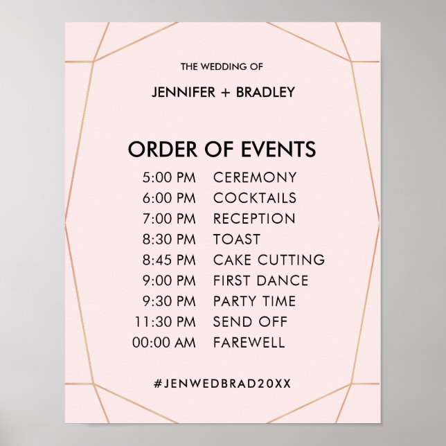 Goldene Hochzeitsplanung für geometrische Rose Poster (Vorne)