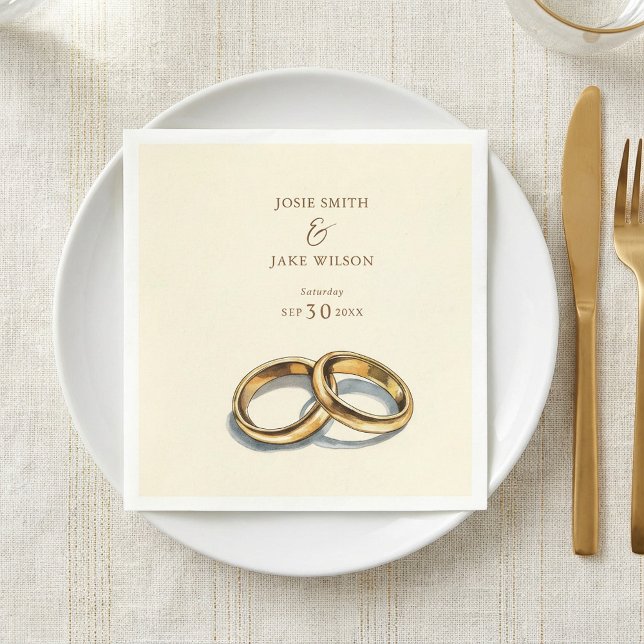 Goldene Hochzeitsringe Papiertuch Serviette (Gold wedding rings Paper Napkin.)