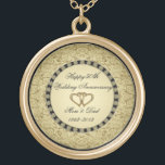 Goldene Hochzeitstag-Halskette Vergoldete Kette<br><div class="desc">Ein Digitalbcon Bilder entwerfen die Aufmachung eines Goldes und schwarzen des Farbthemas mit einer Vielzahl der kundenspezifischen Bilder, der Formen, der Muster und der Arten in dieser einzigartigen "50. Hochzeitstag-" Halskette. Dieser elegante und bunte Entwurf macht das ideale Geschenk für das Jahrestagsgeschenk für die Ehefrau oder als Geschenk für Familie...</div>