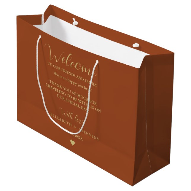 Goldene Hochzeitsyklen Begrüßungstasche Hotelgast- Große Geschenktüte (Vorderseite Schrägansicht)
